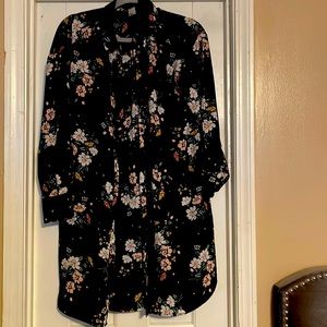 Button down black floral H&M dress worn once. Like new
